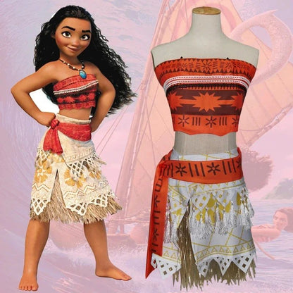 2026 Anime Vaiana Moana princesse Costume robe océan Maui Moana robe Mao collier filles adultes   Halloween Performance costumes