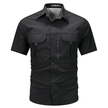 Summer Men Short Sleeve Shirt Men Breathable Tactical Work Shirt Tops Outdoor Casual Quick Dry Multi-pocket Camping Cargo Shirts