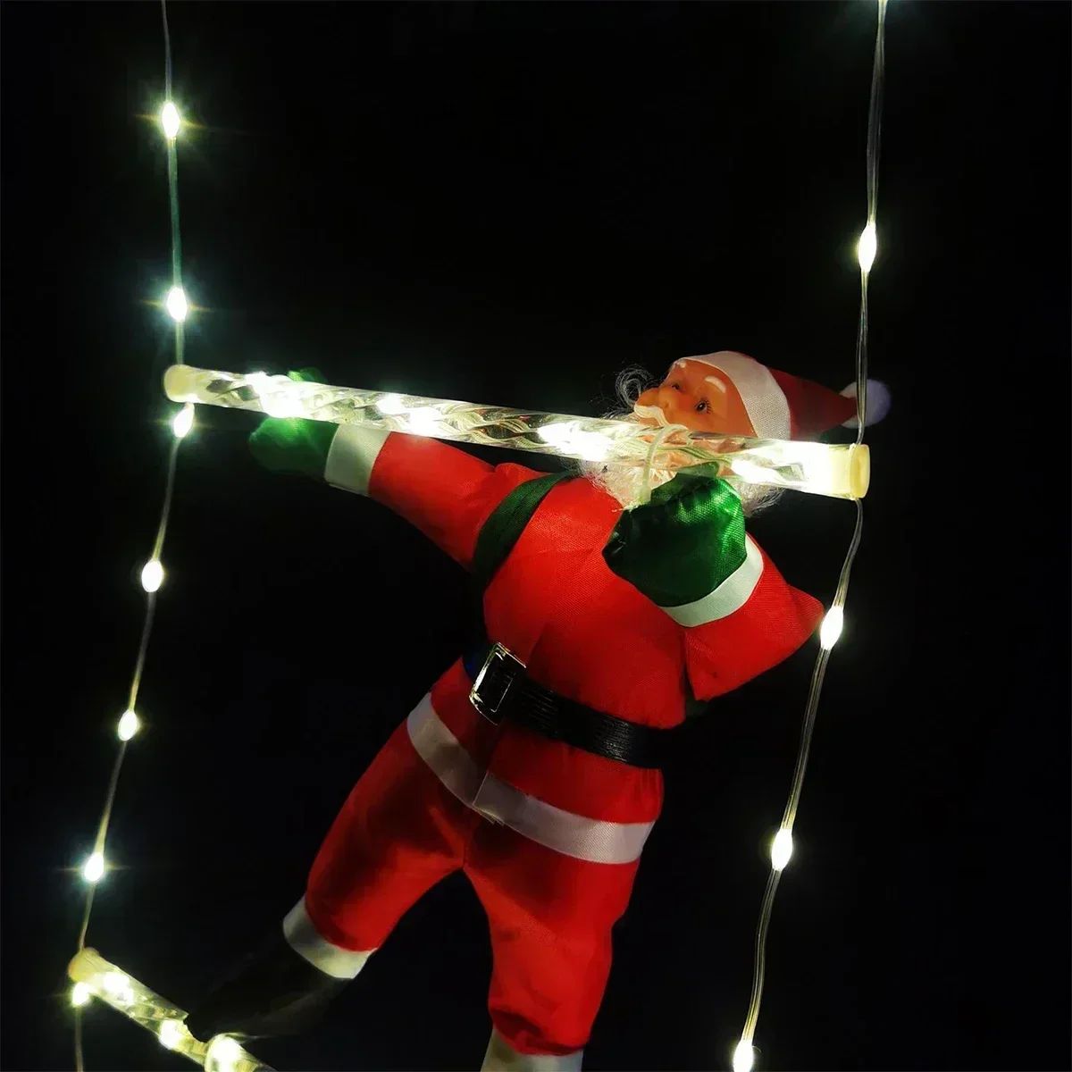 Christmas Decoration 2025 Santa Claus Climbing Ladder Room Decoration Home Outdoor Garden Cristmas Tree Ornement Gift LED