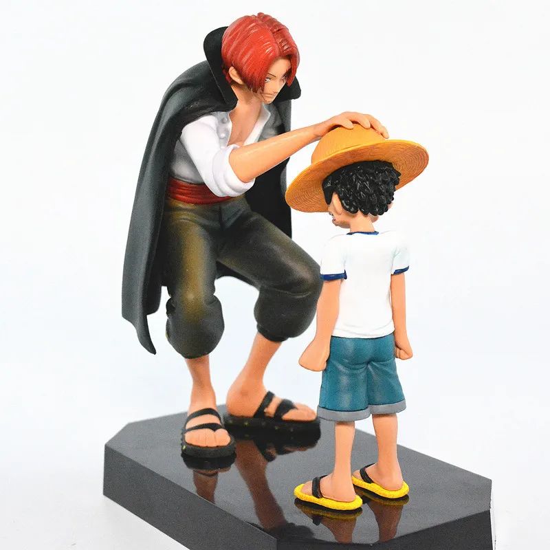 One Piece 18cm Boneco de Ação PVC Monkey D Luffy Chapéu de Palha Luffy Cabelo Vermelho Shanks Pat Head Brinquedo Anime Estátua Modelo Enfeites