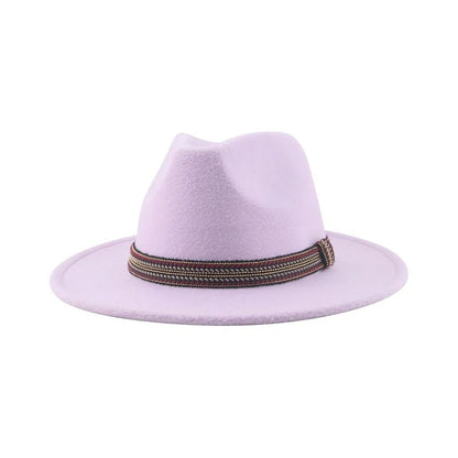 Chapéu Feminino Fedora de Feltro Sólido Casual Chapéu de Inverno Feminino Bonés Masculinos Faixa Panamá Preto Cáqui ????? ??????? Sombrero