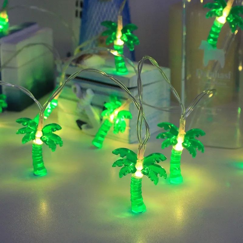 1.5m Summer Hawaii Light String Pineapple Flamingo Tropical Coconut Tree Hangings Happy Beach Hawaiian Birthday DIY Party Decor