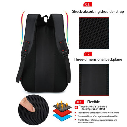 Mochila Escolar Estudantil de Grande Capacidade, Cor Sólida Casual, Material Oxford, Mochila Masculina Nova, Multifuncional, Bolsa Simples
