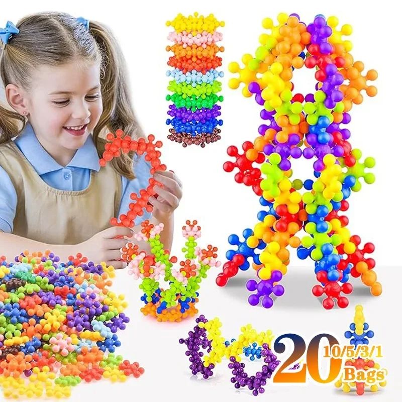 Children's Building Block Toys Snowflake Interlocking Building Block Toy Creative Stress Relief Fidget Toys Party Favors