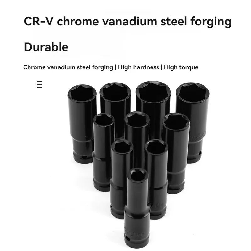 10pcs 1/2 Drive Metric Impact Socket Set Heavy Duty Universal Deep Socket Wrench for Air Pneumatic Repair Tools