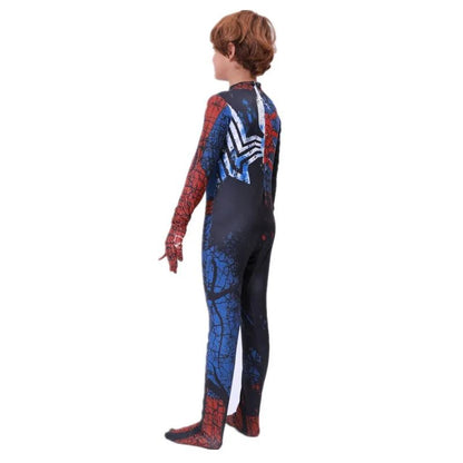 Kids Superhero Bodysuit Printed Grid Pattern Dress Up Costume Movie Character Role Halloween Kids Performance Costume