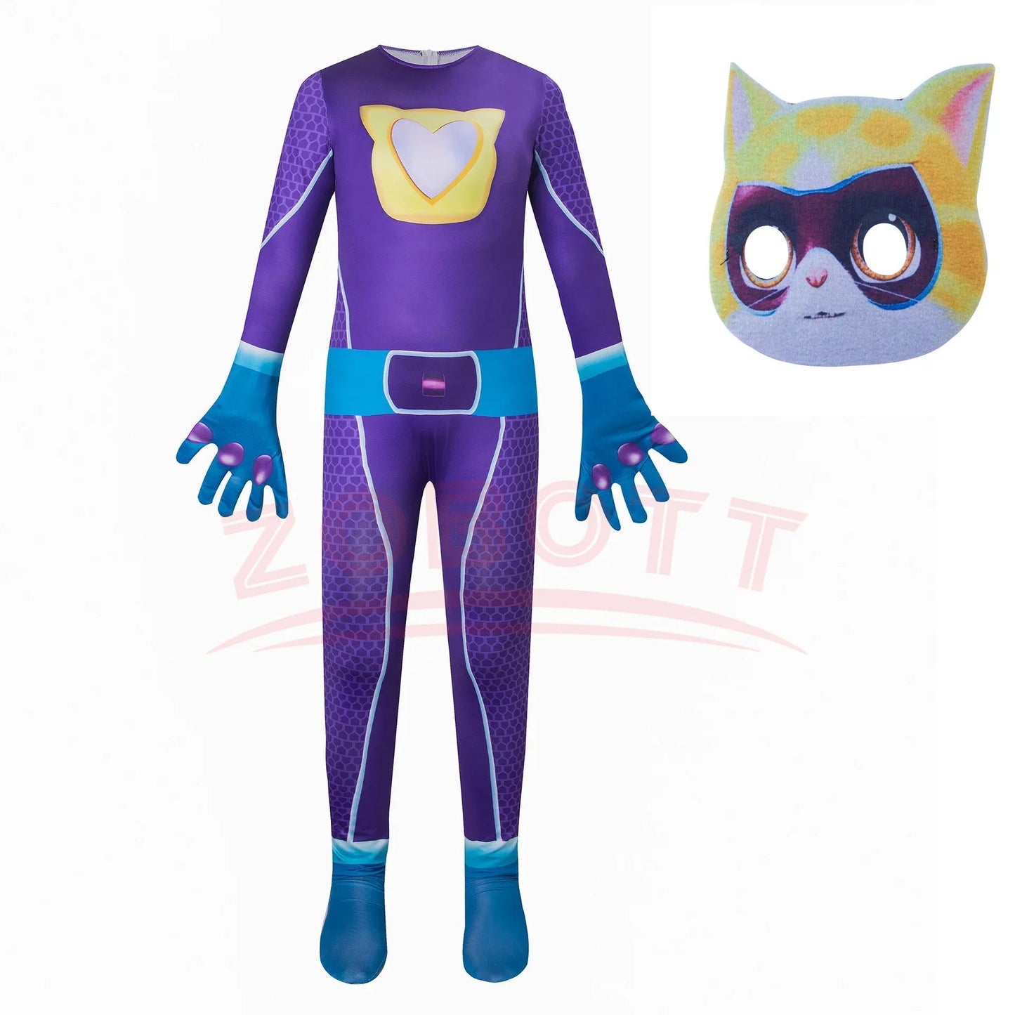 Halloween SuperKitties jumpsuit tight fitting costume stage performance costume Super Cat Jumpsuit Super Kitties Cosplay Costume