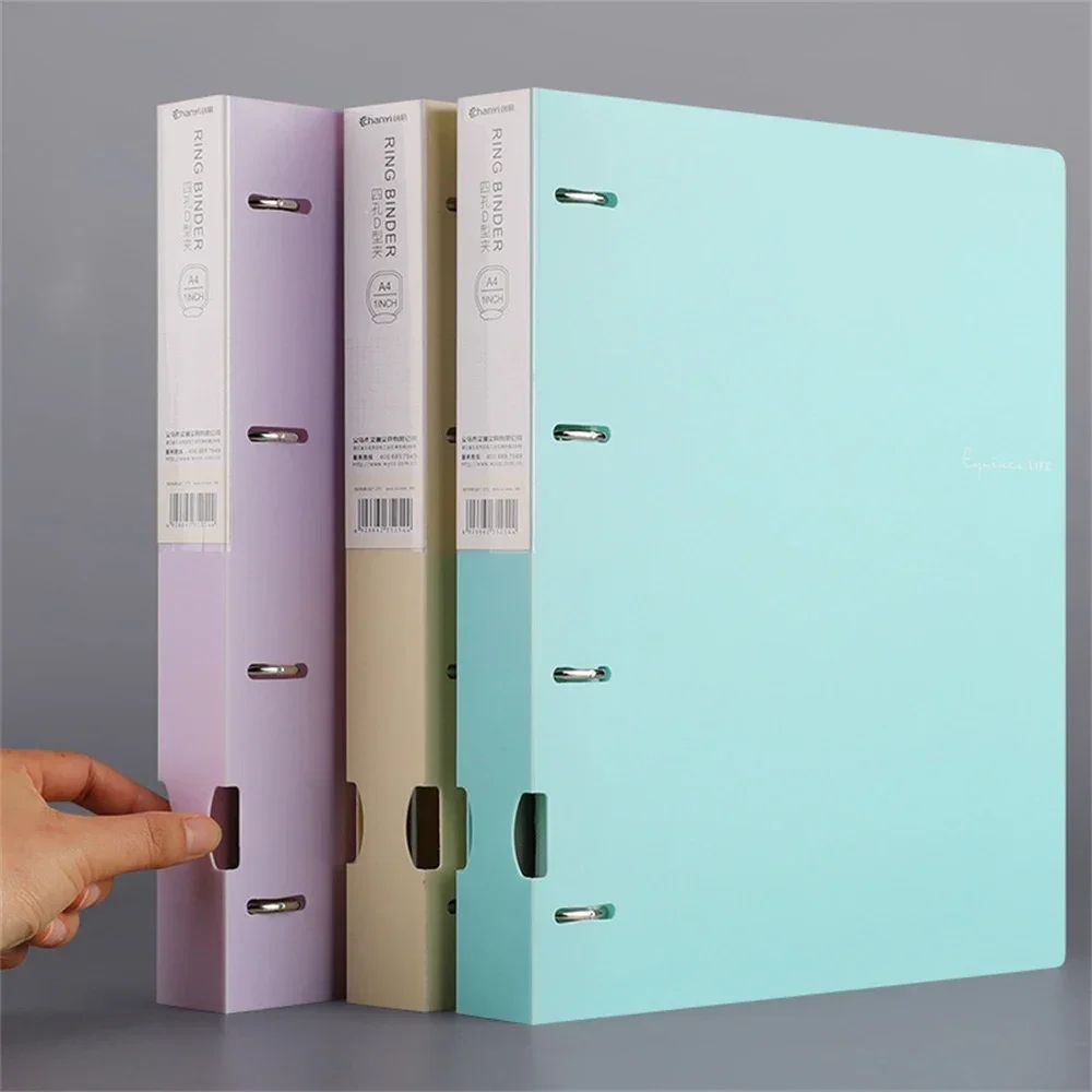 A4 File Folders Display Book 4 Hole Binder Folders Morandi Color Waterproof Document Ring Binder Folder Office School Supplies