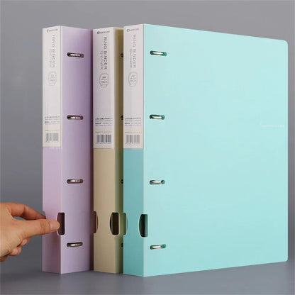 A4 File Folders Display Book 4 Hole Binder Folders Morandi Color Waterproof Document Ring Binder Folder Office School Supplies