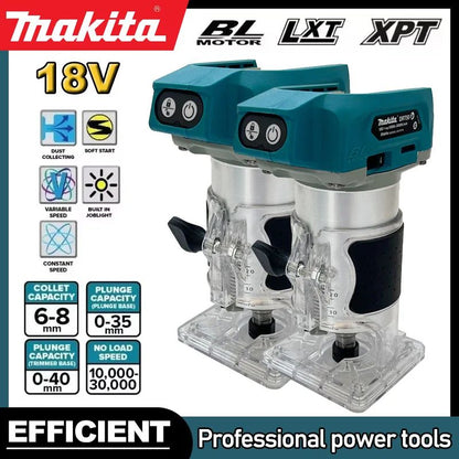 Makita DRT50 Aparador Sem Fio Recarregável Máquina de Aparar Ferramenta de Entalhe Sem Escovas Fresadora para Marcenaria Máquina de Gravar