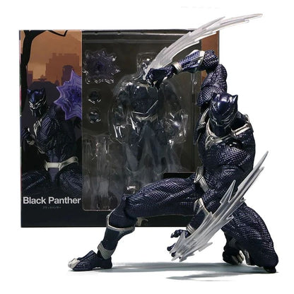 Amazing Yamaguchi Black Panther Action Figure Collection Model 15cm Kaiyodo Revoltech #030 Marvel T Challa Movable Figurine Toys