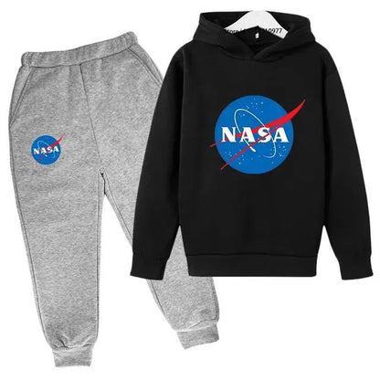 Kids NASA Fashion Casual Spring Autumn 2pcs Hoodie+jogging Pants Tracksuits 3-13 Years Boys Girls Trend Outfits Children Clothes
