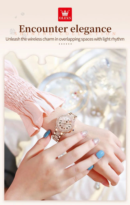 OLEVS Watch Women Fashion Elegant Stainless Steel Waterproof Quartz Wristwatch Luxury Ladies Dress Watches
