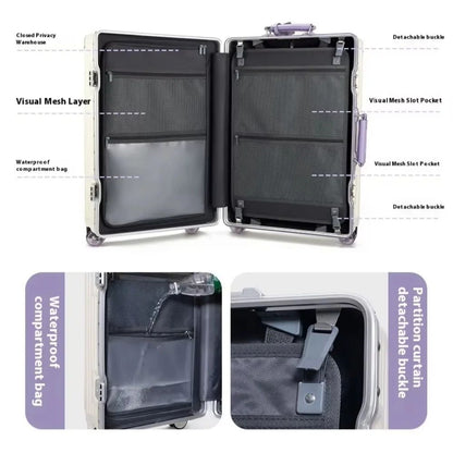 Carry on Suitcase Aluminum Frame with Colorful Silent Spinner Wheel TSA Lock Travel Trolley Case High-quality Rolling Luggage