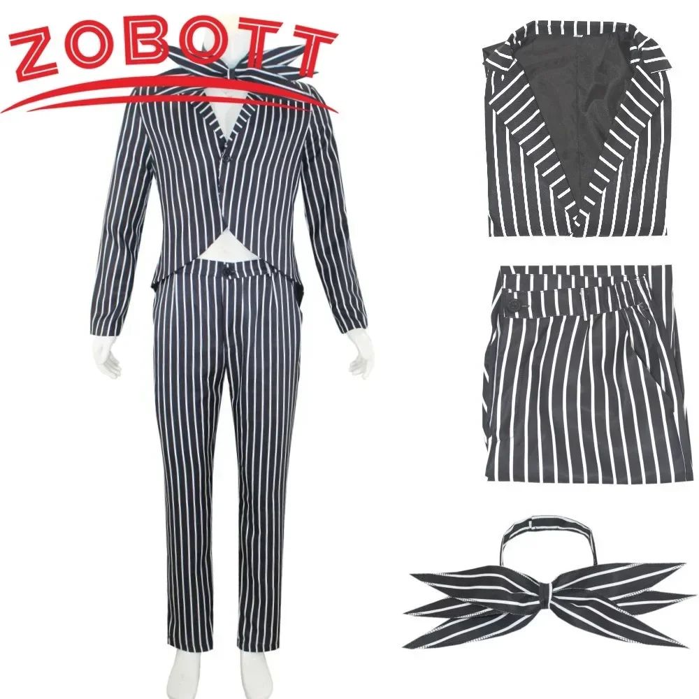 Anime Jack Skellington Cosplay Costume for Adult The Nightmare Before Christmas Jack Uniform Clothes Suit Halloween Costumes