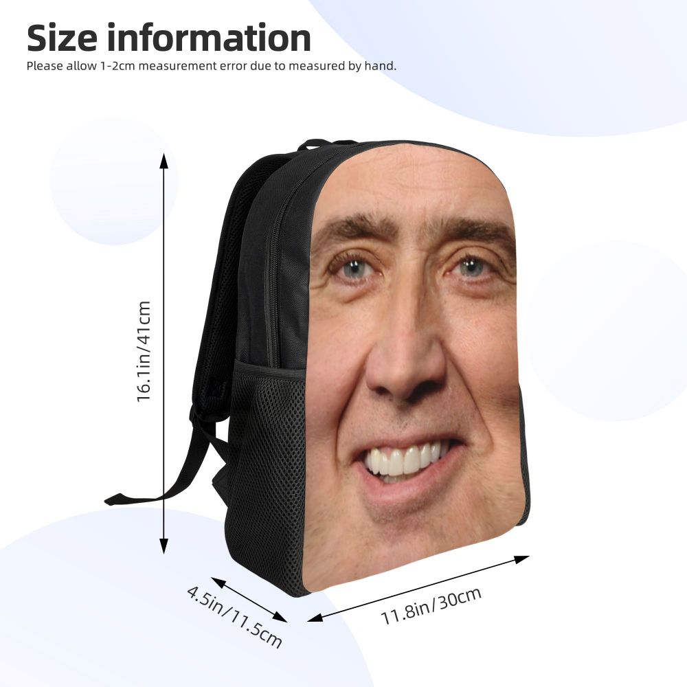 Custom Nicolas Cage Meme Laptop Backpack Women Men Basic Bookbag for College School Student Funny Bags