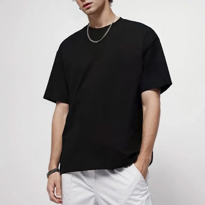 Camiseta masculina de verão 100% algodão puro, marca premium, manga curta, gola redonda, estilo moderno, meio punho, respirável