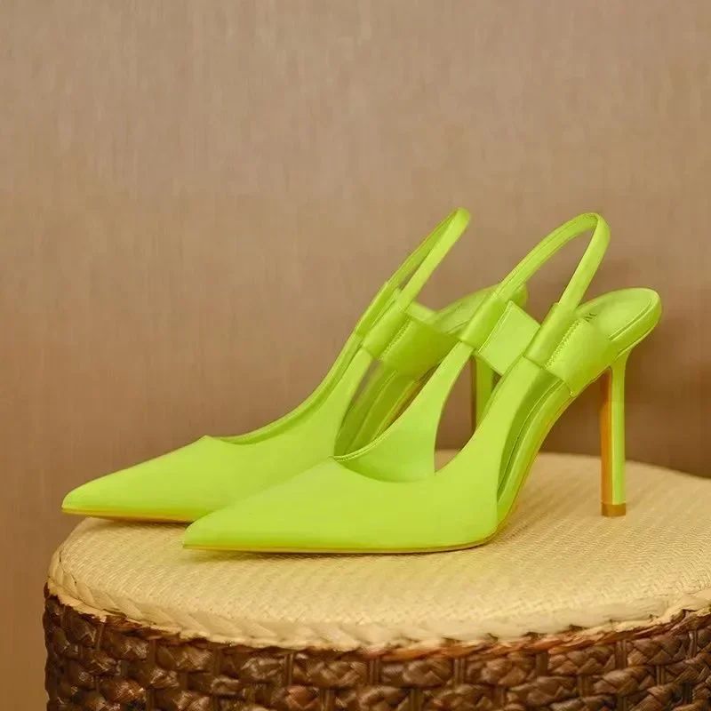 Novas Sandálias Femininas de Luxo Designer Slingback Bico Fino Salto Alto Fino Elegante Sapatos de Salto Scarpin 35-43