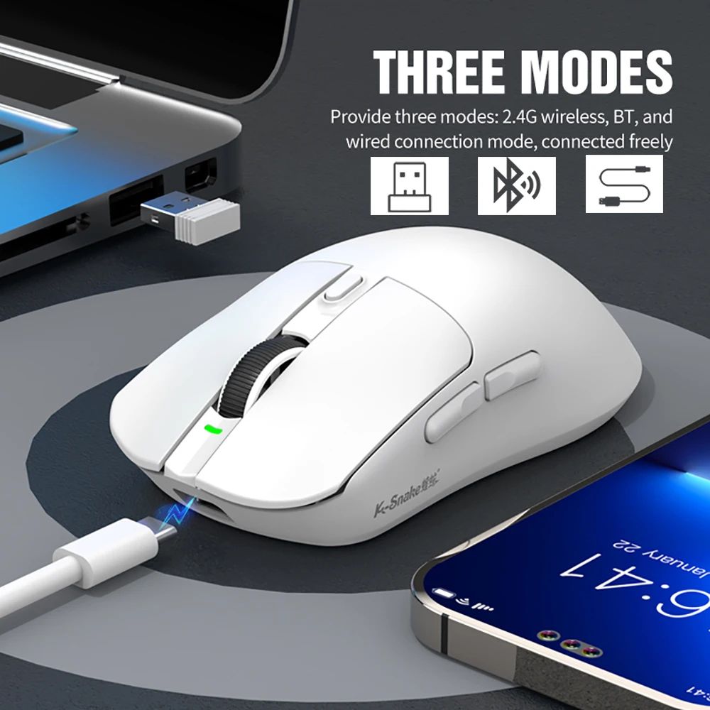 X11 PAW3311 Mouse Sem Fio Tri-Modo Mouse Bluetooth Mouse Gamer 12000 DPI RGB Base de Carregamento Magnético por Toque BT/2.4G/Com Fio