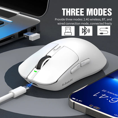 X11 PAW3311 Mouse Sem Fio Tri-Modo Mouse Bluetooth Mouse Gamer 12000 DPI RGB Base de Carregamento Magnético por Toque BT/2.4G/Com Fio