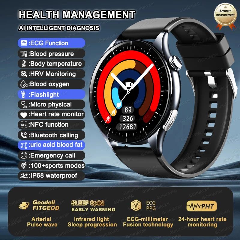 XIAOMI 704505 Novo Smartwatch ECG+PPG Preciso Ácido Úrico Lipídios Pressão Análise Corporal Smartwatch Masculino Chamada BT NFC
