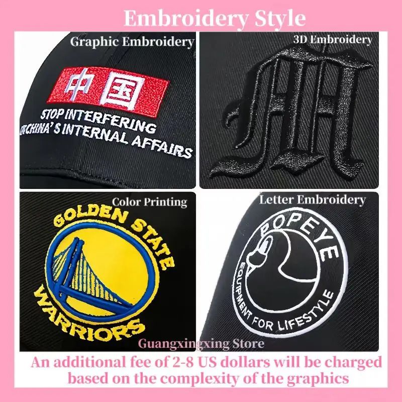 Boné de beisebol com logotipo personalizado com o mesmo design para homens e mulheres impressão de imagem DIY bordado 3D personalizado atacado