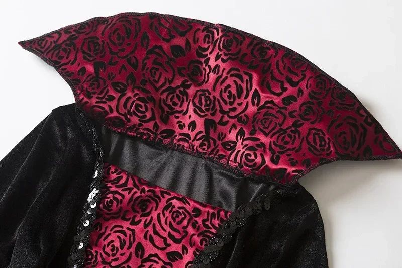 Kids Girls Cosplay Gothic Dark Ghost Bride Witch Vampire Halloween Costume Red Black Tutu Dress Wig Veil Kits Trick or Treat