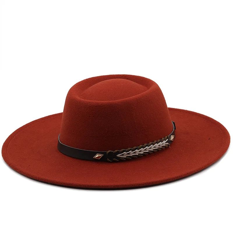 British Style Felt Fedoras Hats for Women9.5CM Wide Brim Men Formal Luxury Jazz Caps Bowler Wedding Dress Hat Chapeau Femme