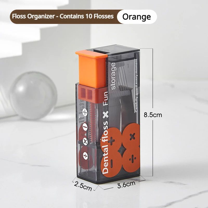 Mini Caixa de Fio Dental com Suporte de Palito de Dente com Ejeção Automática, Caixa Portátil para Fio Dental, Organizador de Fio Dental, Dispensador de Palitos de Dente