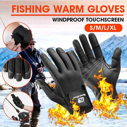 Luvas de Pesca Sem Dedos de Inverno para Homens Mulheres Luvas de Ciclismo Quentes à Prova de Vento com Tela Sensível ao Toque para Clima Frio