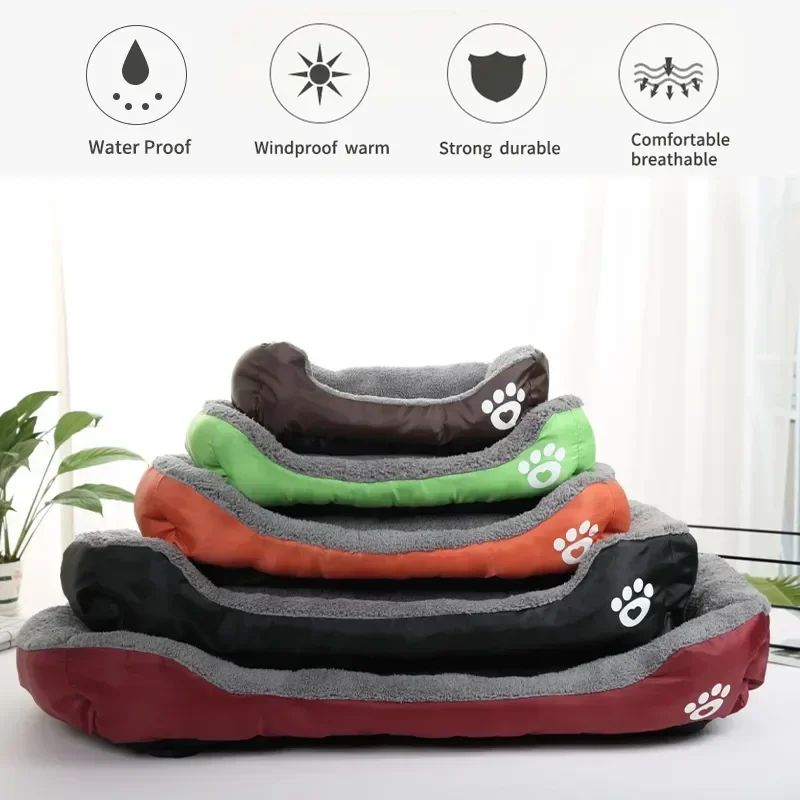 Ninho Quadrado Grande Cama para Cães de Grande Porte S-3XL Cama para Cães Pequenos e Médios Ninho de Fleece Macio Sofá-Cama Grande para Cães Casa de Gatos Quente de Inverno para Animais de Estimação
