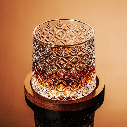 Copo de Uísque com Base, Copos de Uísque de Cristal Giratórios, Taça de Vinho e Brandy para Bar e Casa
