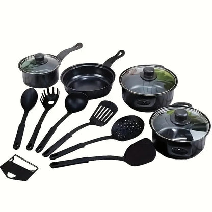 13PCS Nonstick Cookware Set Induction Compatible Pots and Pans with Frying Pan & Utensils for Kitchen and Outdoor Cooking