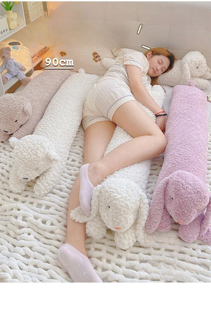 Long Rabbit Plush Body Pillow Large Cute Bear Stuffed Rabbit Sleeping Cushion Decorative Body Pillow Chair Back Cushion Decor