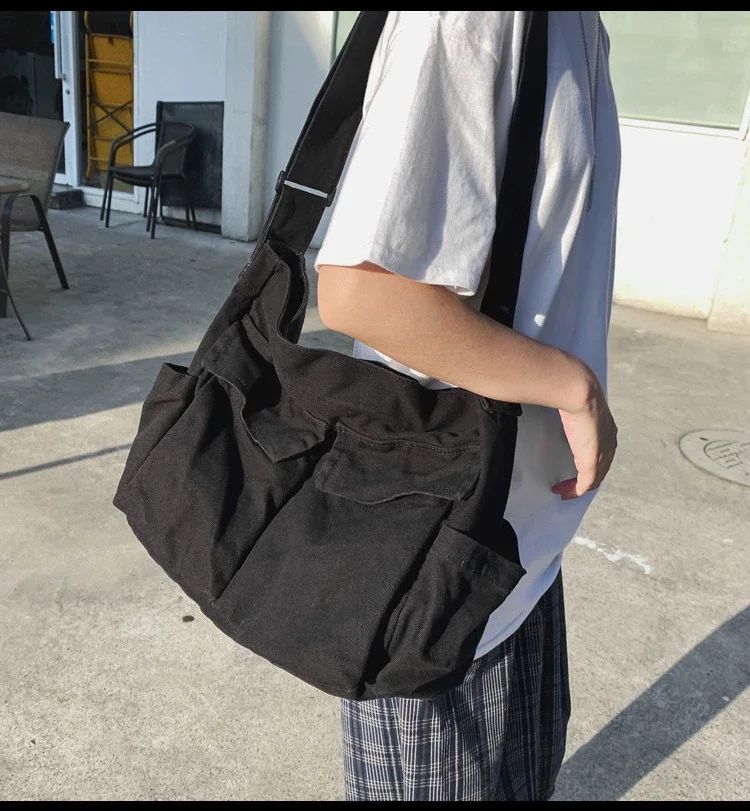 2025 y2k Women Vintage Handbag Canvas Teenager Shoulder Tote Bags Messenger Bags Ladies Casual Handbag Crossbody Purse