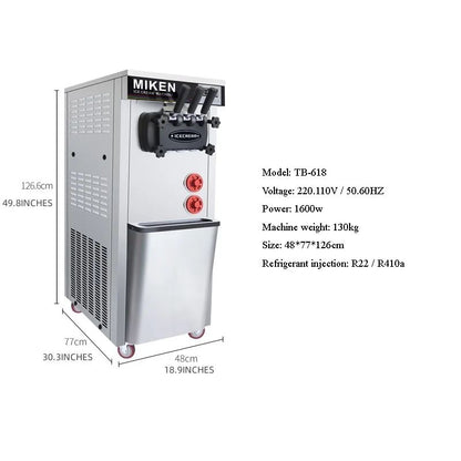 Máquina de Sorvete Expresso Elétrica Comercial Aparelhos de Cozinha Três Sabores Grande Capacidade 220V 110V