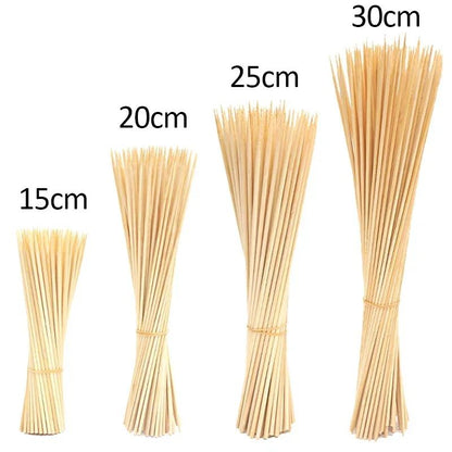 90pcs Bamboo Stick Food Grade Bamboo Skewer Sticks Disposable Natural Wood Long Stick For Barbecue Fruit BBQ Tools 15/20/25/30cm
