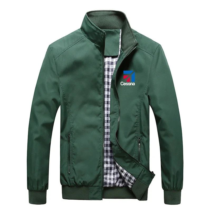 Man Outdoor Military Spring Autumn Aviation Cessna Pilots Flight Lightweight Windbreakers Plaid Men Jackets Coats