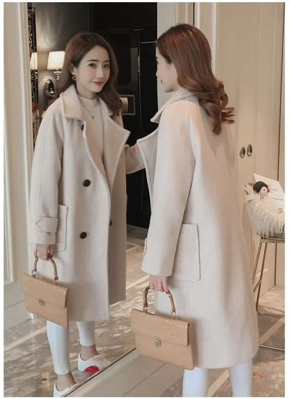Fashionable Woolen Coat Women's Mid-Length Korean Style Hot Sale Of The Season New Spring Autumn Slimming Versatile Tweed Jacket