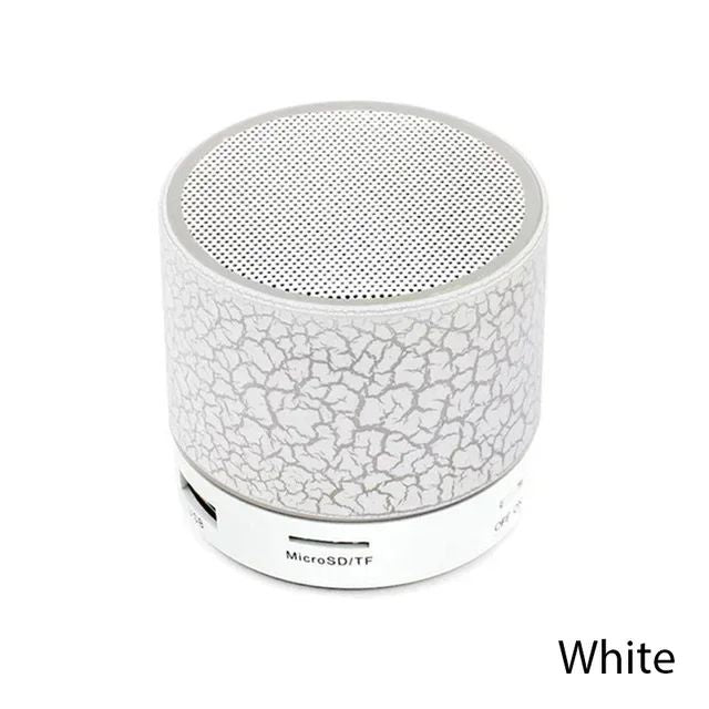 Mini alto-falante Bluetooth sem fio com LED rachado, cartão SD, USB, subwoofer, portátil, MP3, coluna de som para PC e celular