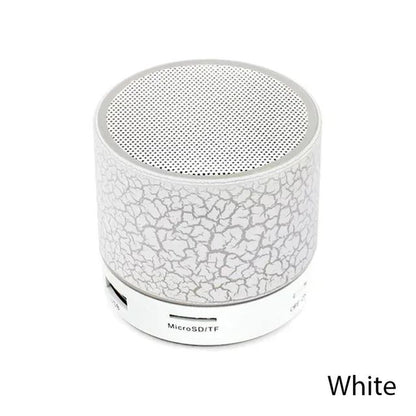 Mini alto-falante Bluetooth sem fio com LED rachado, cartão SD, USB, subwoofer, portátil, MP3, coluna de som para PC e celular