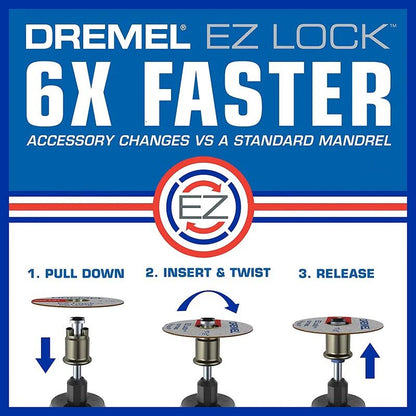 Kit de Corte Dremel EZ Lock Cortador de Plástico 476 Mandril 402 Cortador Fino 409 para Ferramenta Elétrica de Esmerilhamento EZ688-01 / 686