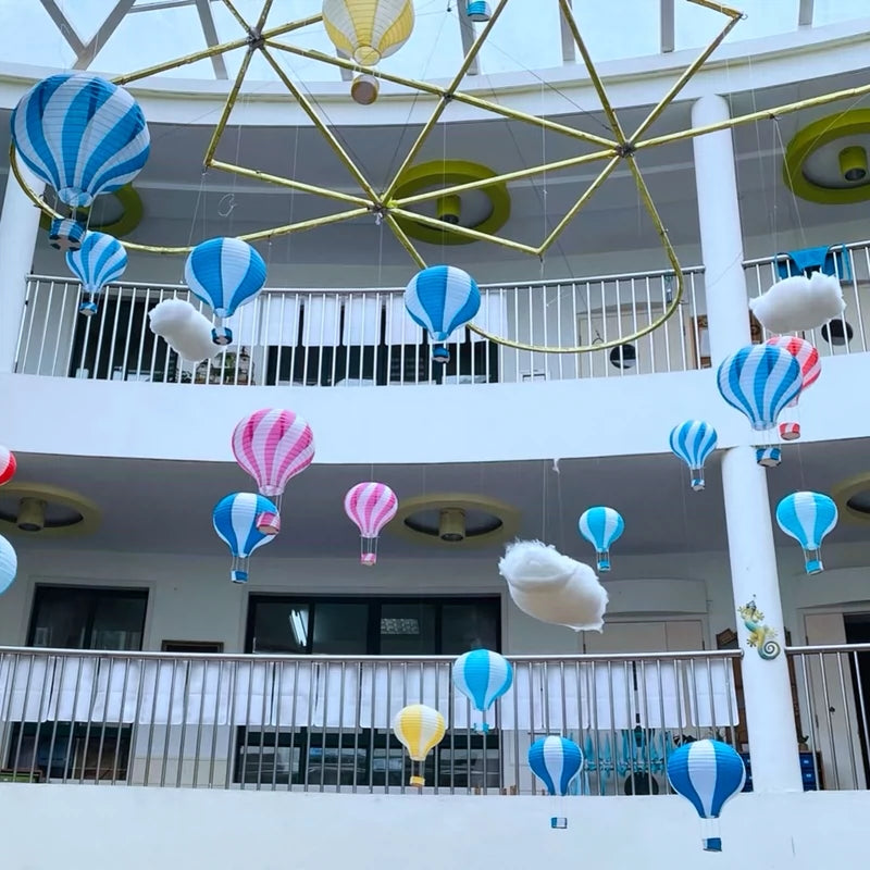 1pc Ceremony Holiday Party Folding Paper Lantern Hot Air Balloon Shape 30/40cm Pink Blue For Kids Baptism Birthday Wedding Decor