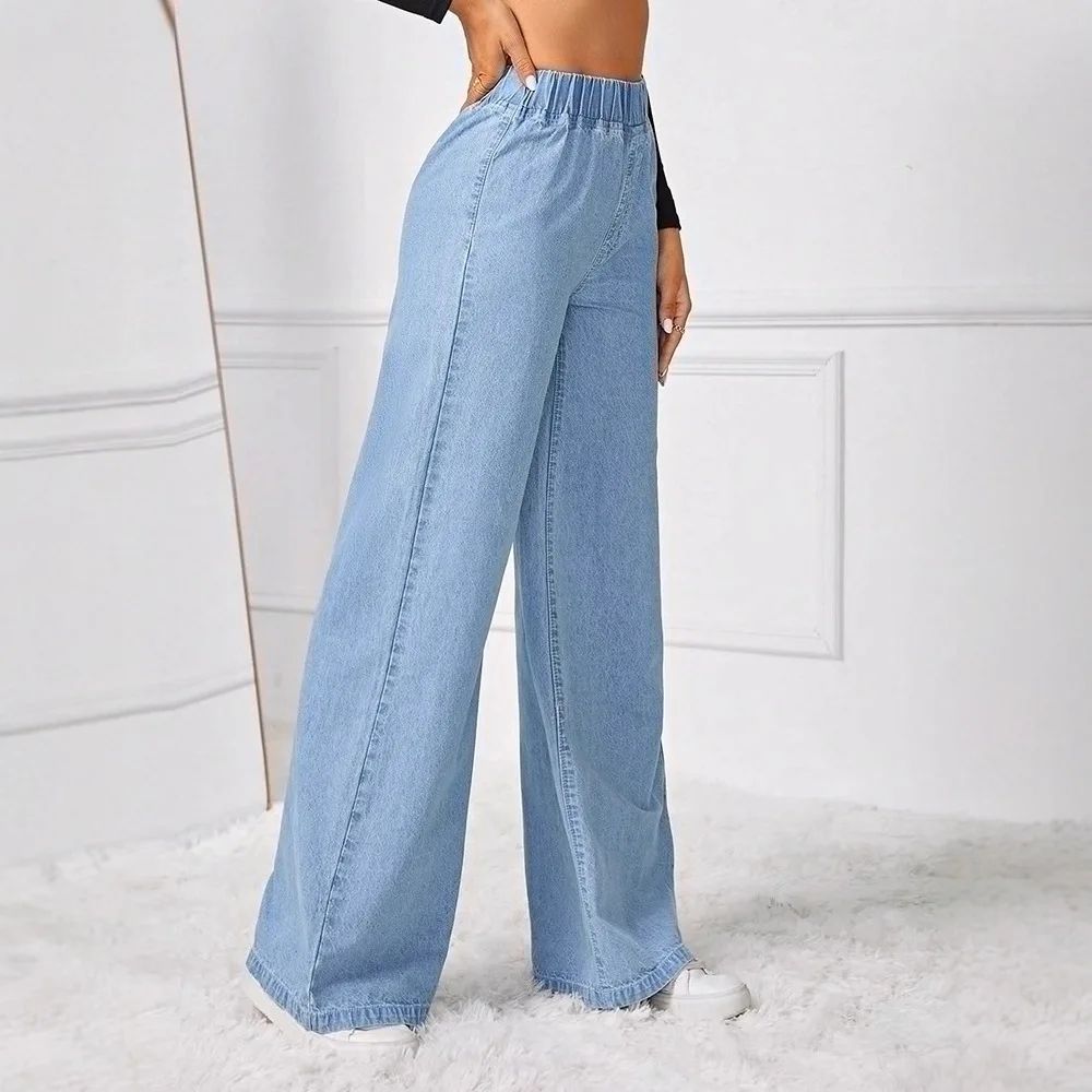 Fashionable Loose Women's Jeans High Waist Straight Leg Long Legged Wide Pants Autumn New Arrival Trendy Lazy Style