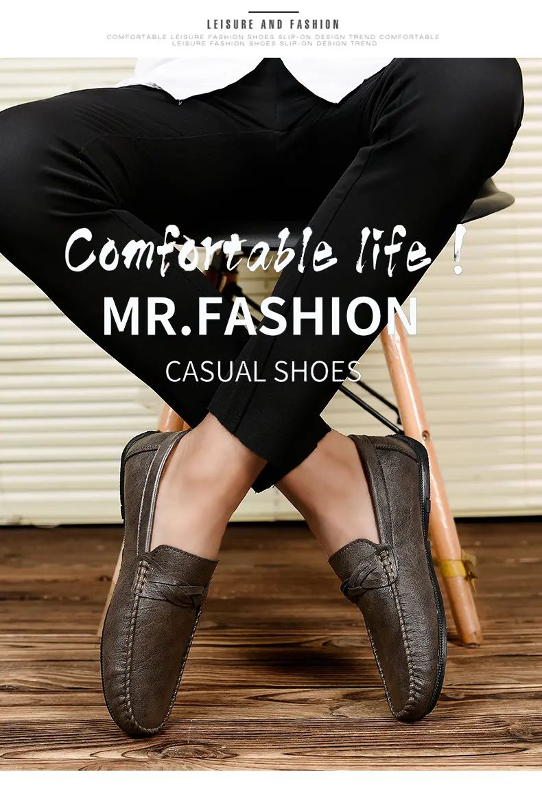 High Quality Leather Men Casual Shoes Comfortable Light Men Loafers Formal Men Dress Shoes Breathable Slip on Men Driving Shoes