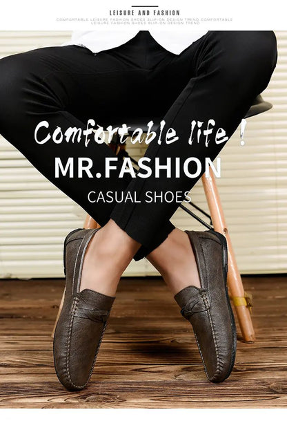 High Quality Leather Men Casual Shoes Comfortable Light Men Loafers Formal Men Dress Shoes Breathable Slip on Men Driving Shoes