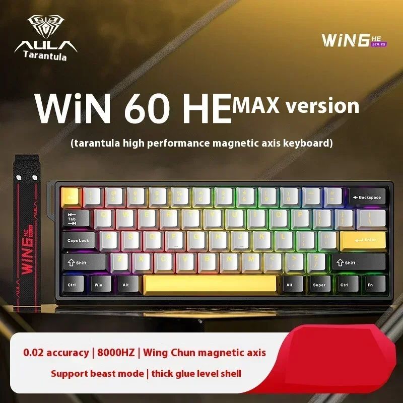 Teclados Win60 Win68 Aula com Teclas Magnéticas 8K, Teclado Mecânico para Jogos, Teclado com Fio para Esports com Luz RGB e Hot-Swap para PC Gamer (Presente)