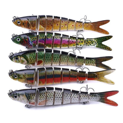 Isca de Pesca Articulada Slow Sinking Biônica Segmentada 10cm/12.4g Wobble Tackle para Pesca de Água Doce Salgada 5/3/1Pcs