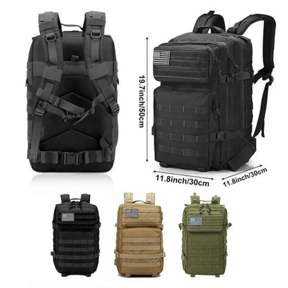 Mochila Tática Militar de 60L Masculina para Viagem, Grande Capacidade, Impermeável, Esportiva ao Ar Livre, Bolsas Multifuncionais