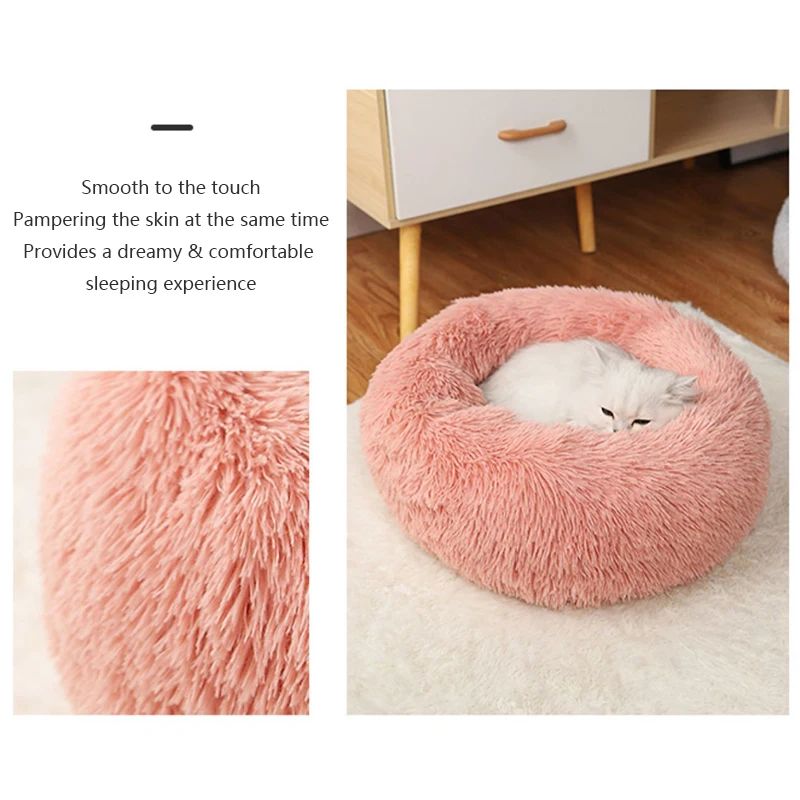 40-70cm Casa Ninho de Pelúcia Super Macio e Quente para Animais de Estimação Removível e Lavável Cama Redonda para Cães e Gatos Casa Quente de Inverno para Dormir